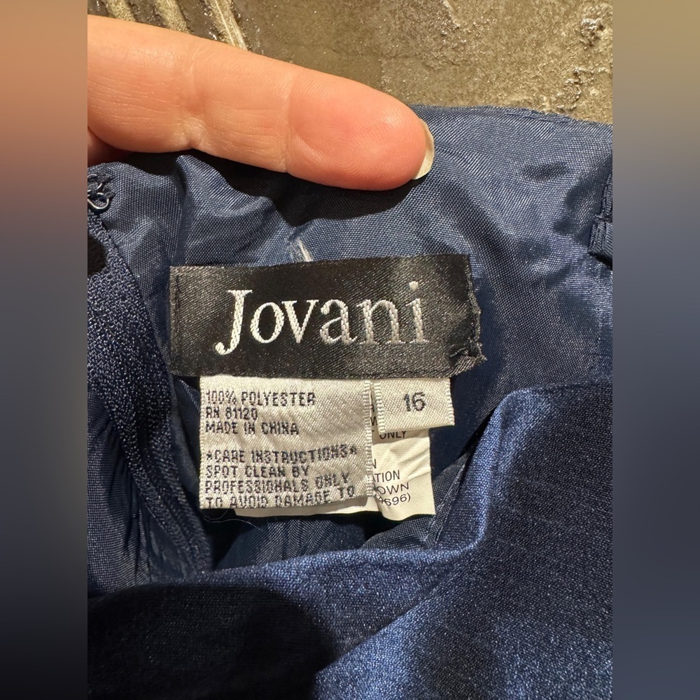 NWOT Jovani Midnight Blue Embroidered Three piece suit lace detail size 16 party - Picture 8 of 9